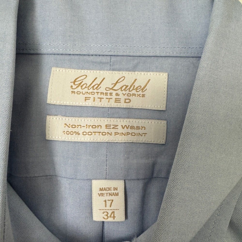 Lot of 6 Roundtree & Yorke Gold Label Mens Dress Shirts 17 34 Non-Iron Cotton - Picture 12 of 16